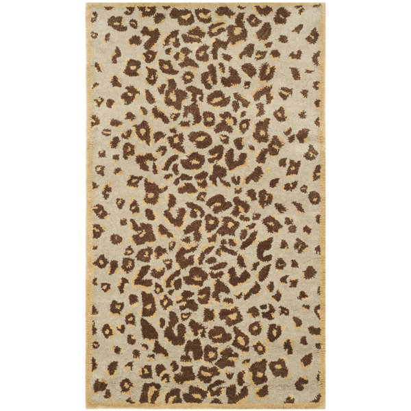 Mercer41 Jamon Animal Print Handmade Tufted Wool Area Rug in Beige